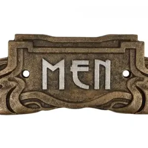 Zertifiziert Türschild MEN Gusseisen Bronze Herren-WC Belle Epoque Toilettenschild Antik-Stil