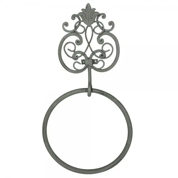Markenprodukt Handtuchring Grau Shabby Chic Vintage-Stil Handtuchhalter Eisen Landhaus