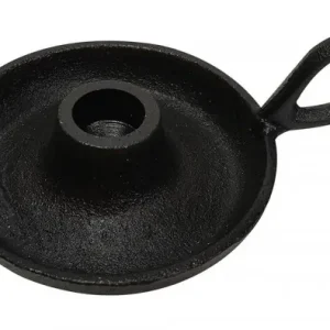 Zertifiziert Kerzenhalter mit Henkel Gusseisen Schwarz Rustikal Kerzenständer Antik-Stil