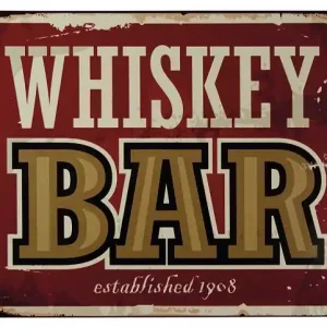 Blechschild WHISKEY BAR Dekoschild Nostalgie Vintage 20x25cm Günstig