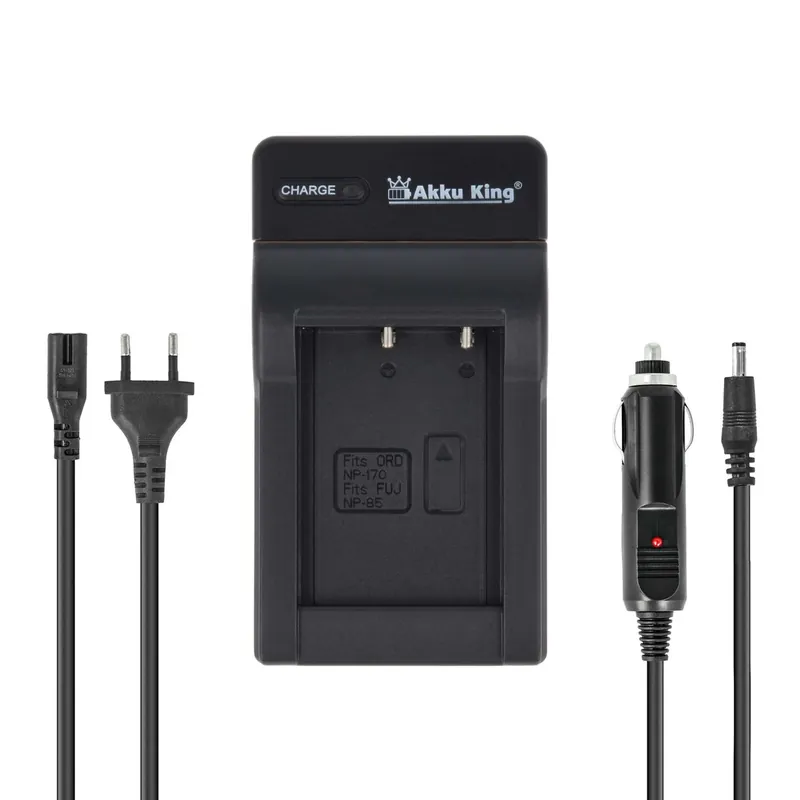 2in1 KFZ + Netz Ladegerät kompatibel mit Fuji Akku NP-85 Wochenendangebot
