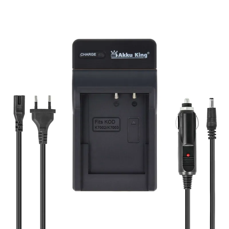 Ab Werk 2in1 KFZ + Netz Ladegerät kompatibel mit Kodak Akku Klic-7002 / 7003