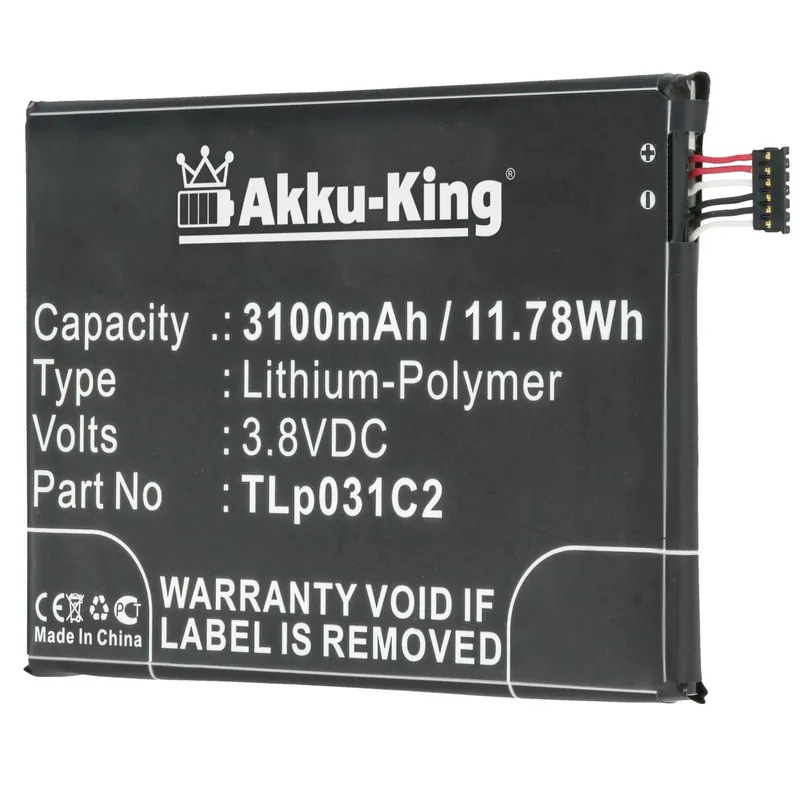 Ab Werk Akku kompatibel mit Alcatel TLP031C2 - Li-Polymer 3100mAh - für One Touch Hero 2, M811, M812, M812C, OT-8030, OT-8030B, OT-8030Y