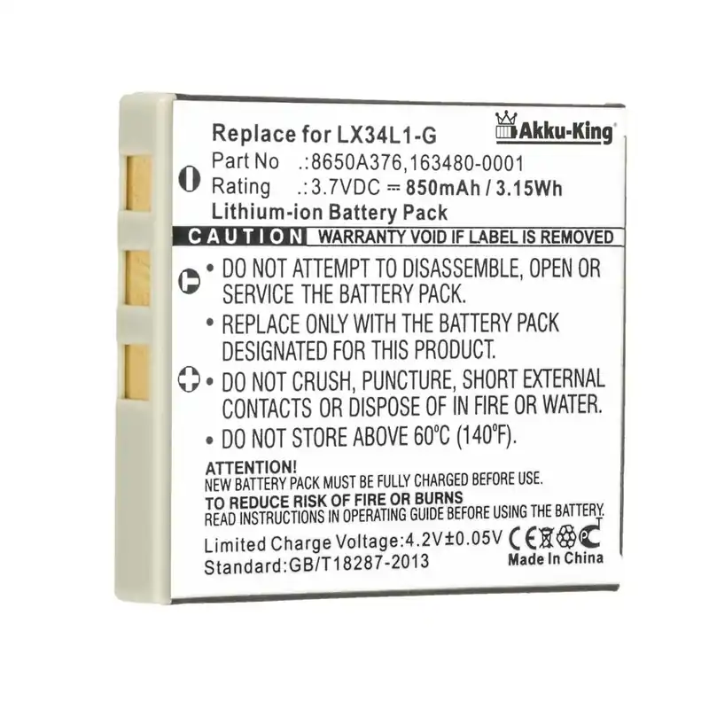 Ab Werk Akku kompatibel mit Honeywell 143480-0001, 50129434-001FRE, HHPI363 - Li-Ion 850mAh - für Honeywell 8650, 8670, Voyager 1602G