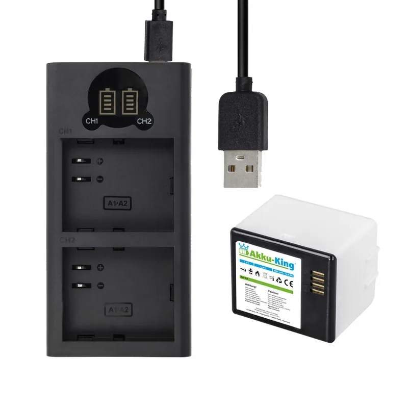 2-fach Ladestation + Akku Li-Ion 2000mAh - kompatibel mit Netgear Arlo A-1, A-1B - für Arlo Pro - mit Display Nur Heute