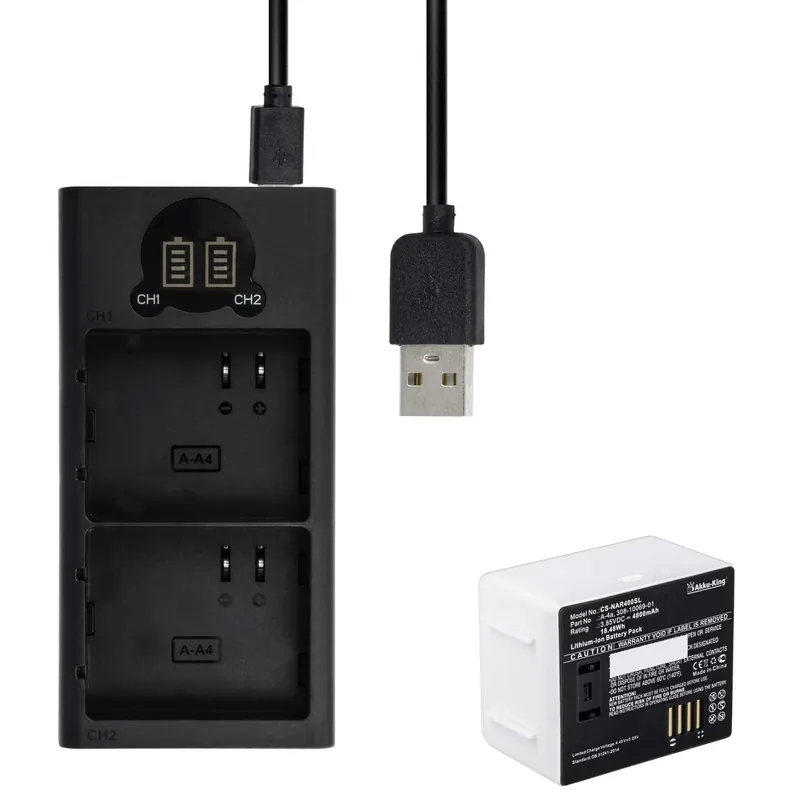 2-fach Ladestation + Akku Li-Ion 4800mAh - kompatibel mit Netgear Arlo A-4a - für Arlo Ultra - mit LCD Display Letzte Chance