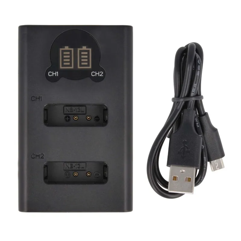 2-fach Ladestation kompatibel mit Canon NB-13L - mit LCD Display USB-Anschluss / DL-Serie 4.2V Super-Preis