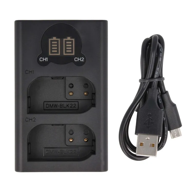 2-fach Ladestation kompatibel mit Panasonic DMW-BLK22 - mit LCD Display USB-Anschluss / DL-Serie 8.4V Direktkauf