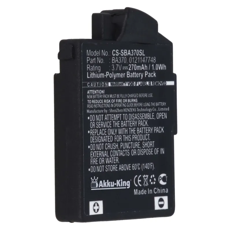 Akku kompatibel mit Sennheiser BA370 - Li-Polymer 270mAh - für MM 400, MM 400-X, MM 450, MM 450-X, MM 500-X, MM 550, MM-550-X, PXC 310, PX 210 BT Premium