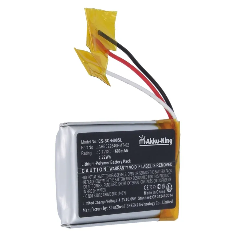 Kostenloser Versand Akku kompatibel mit Bang & Olufsen AHB622540PMT-02 - Li-Polymer 600mAh - für BeoPlay H4