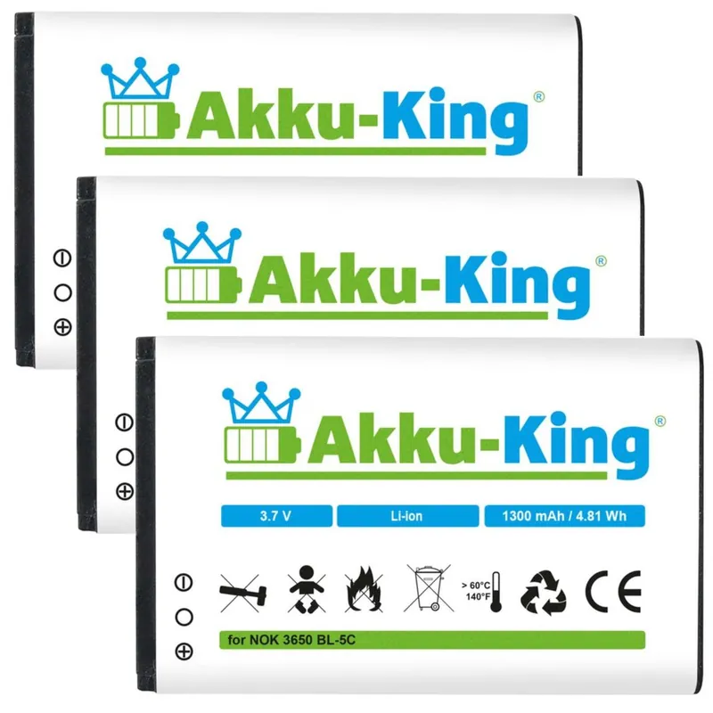 3x Akku kompatibel mit AVM A051 - Li-Ion 1300mAh - für Fritz!Fon C6 X6 / Telekom A051 Neue Kollektion