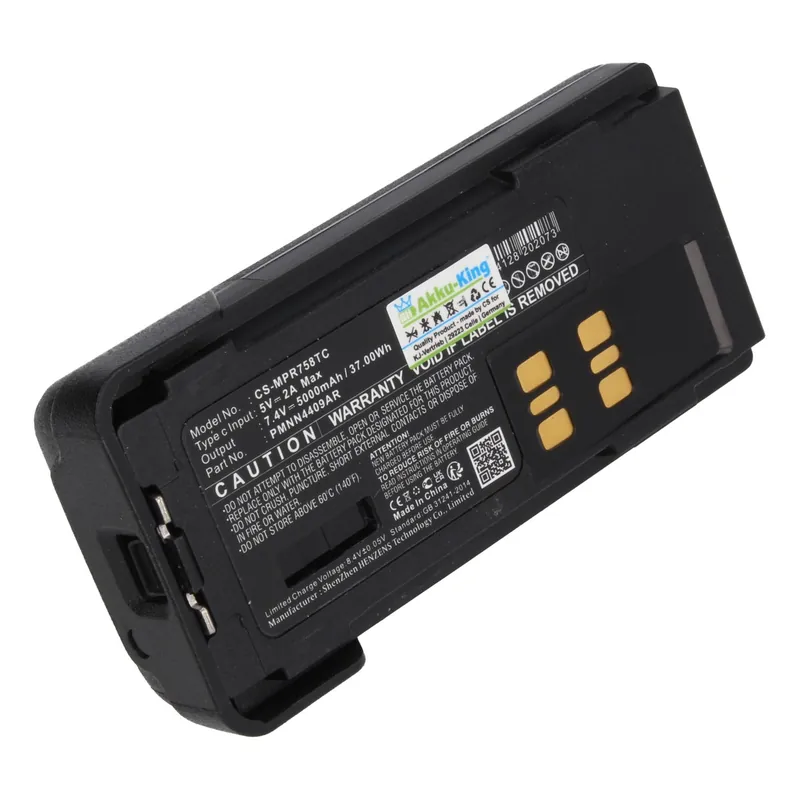Akku kompatibel mit Motorola PMNN4409AR - Li-Ion 5000mAh - mit USB-C Input - für APX2000, APX3000, CP7668, DGP5050, DGP8050, DP2000, DP2400, DP2400E Mengenrabatt