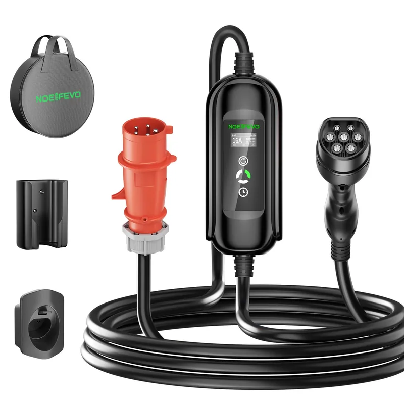 11KW EV Ladestation, 16A 3 Phase Typ 2 Mobile Ladegerät für Elektrofahrzeuge, CEE 16A Stecker, 5 Meter Kabel EVSE Wallbox Saisonangebot