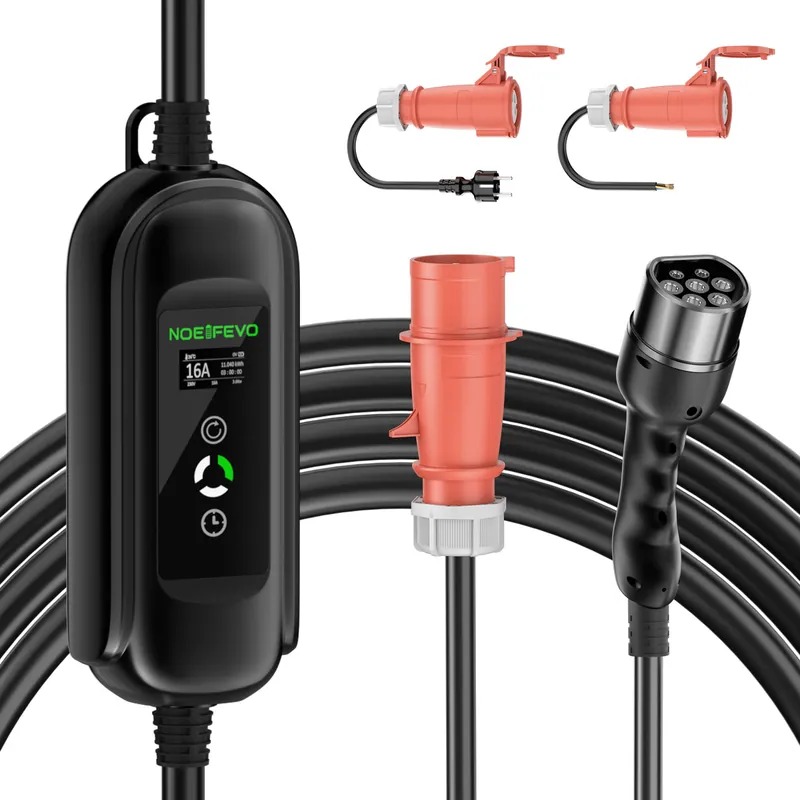 10Meters 11KW EV Ladestation, Typ 2 16A 3 Phase EV Wallbox, CEE 16A Stecker, Schuko Stecker für Reisen Meistverkauft