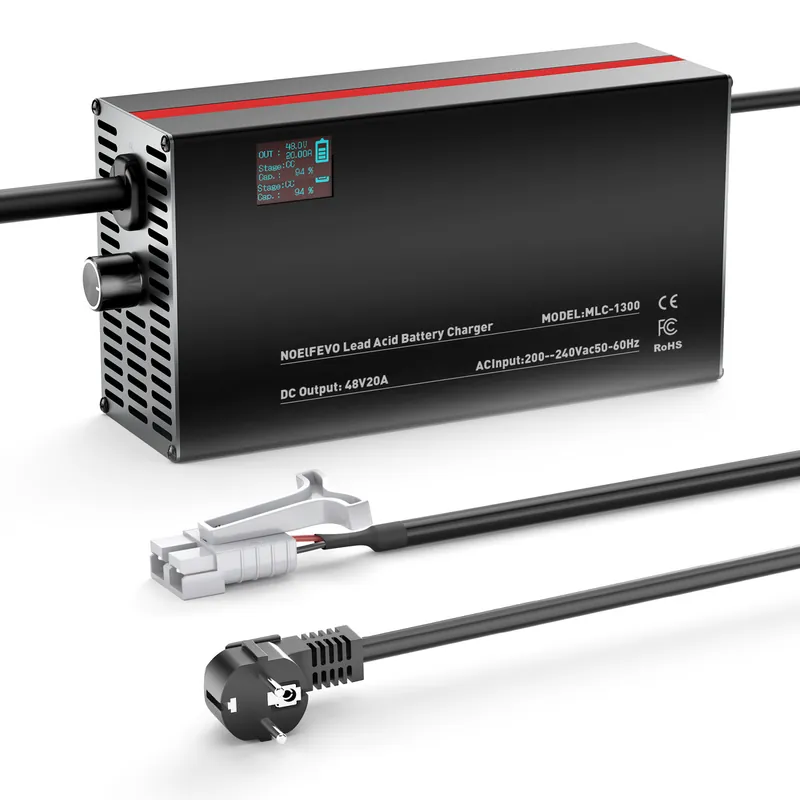 Günstig NOEIFEVO 48V 2A-20A Strom Einstellbares Batterieladegerät für Blei-Säure-Batterien, AGM, Gel, Golfwagen-Batterieladegerät, LED-Anzeige
