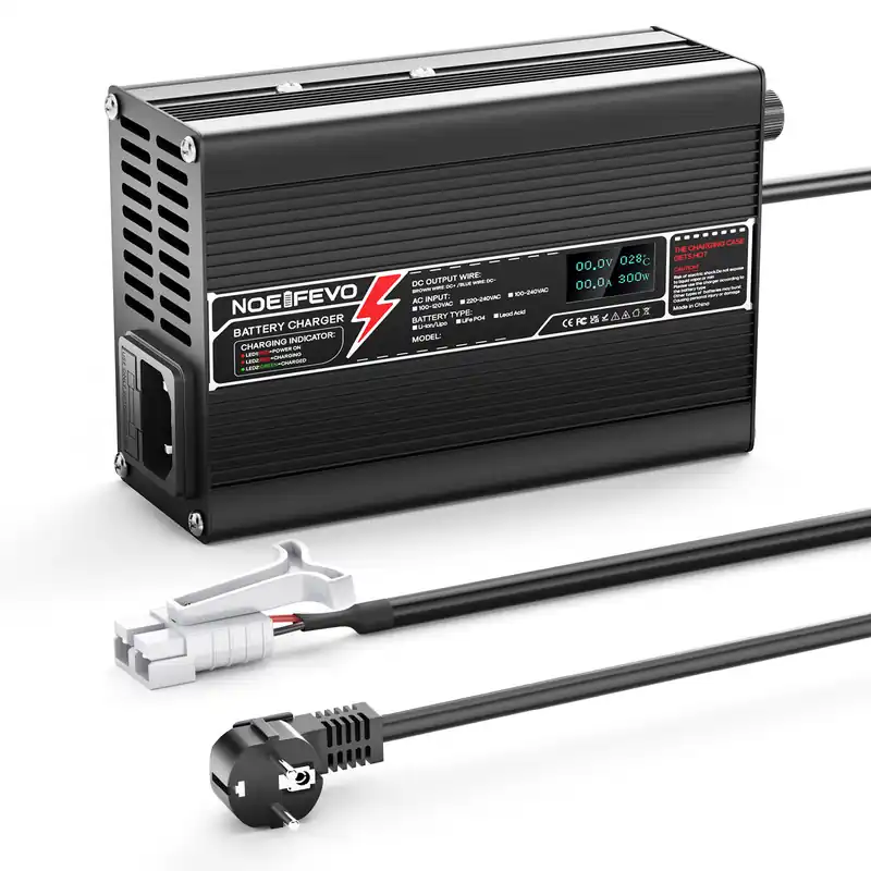 NOEIFEVO 27.6V-29.4V 2A 4A 5A  Blei-Säure-Batterieladegerät für 24V Blei-Säure Batterie,Kühlventilator, automatischer Abschaltung（BLACK） Direktkauf