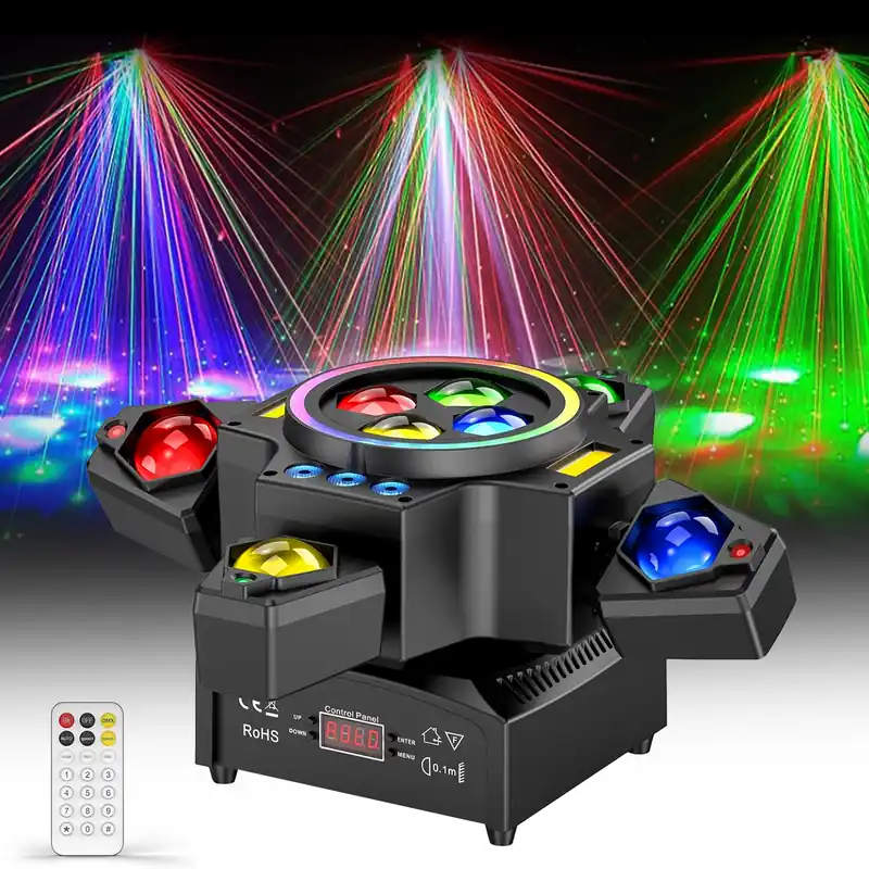 120W Bühnenlicht 4-in-1 RGBW Moving Head Lichteffekt Laserlicht Scheinwerfer Partylicht mit Fernbedienung für Disco, DJ, Bar, Geburtstagsfeier Must-Have